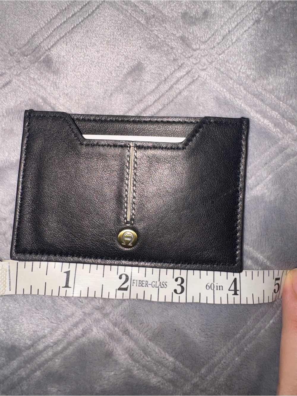 Etienne Aigner 100% lambskin mini Black Leather pocket Cardholder Wallet